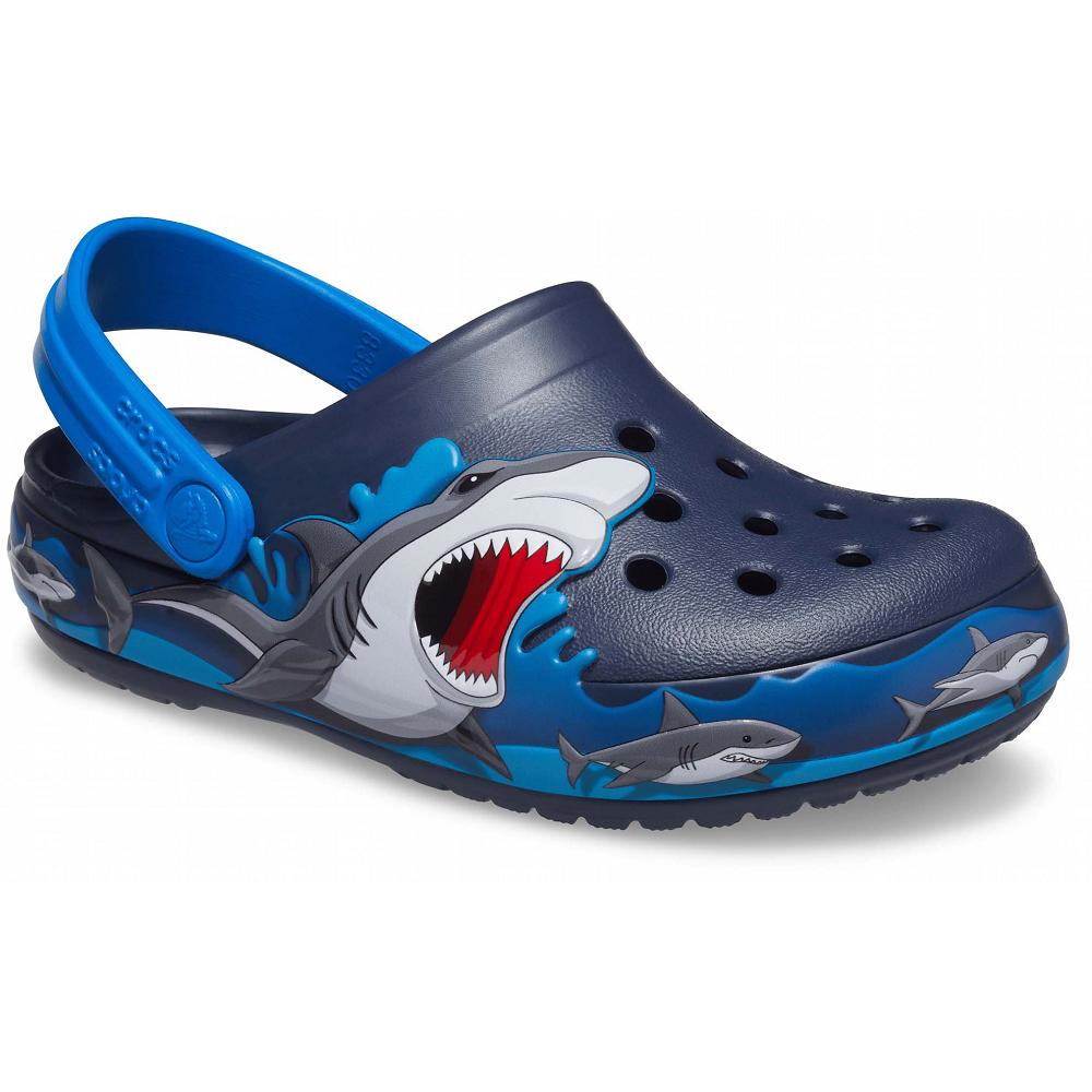 Sabots Crocs Fun Lab Shark Lights Garcon Bleu Marine | France 1354WNBY